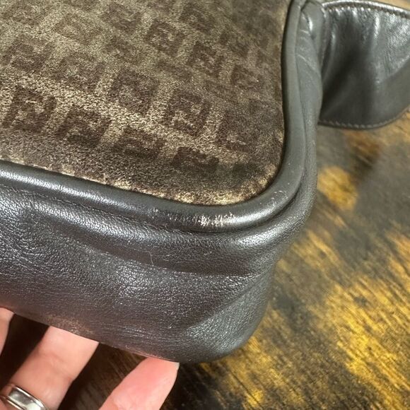 Fendi FF Vintage Suede Leather Shoulder Bag Brown - Picture 7 of 16
